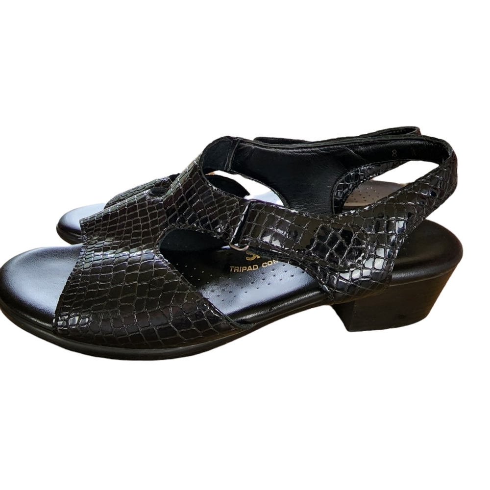 SAS suntimer Black croc print comfort Sandal 8WW